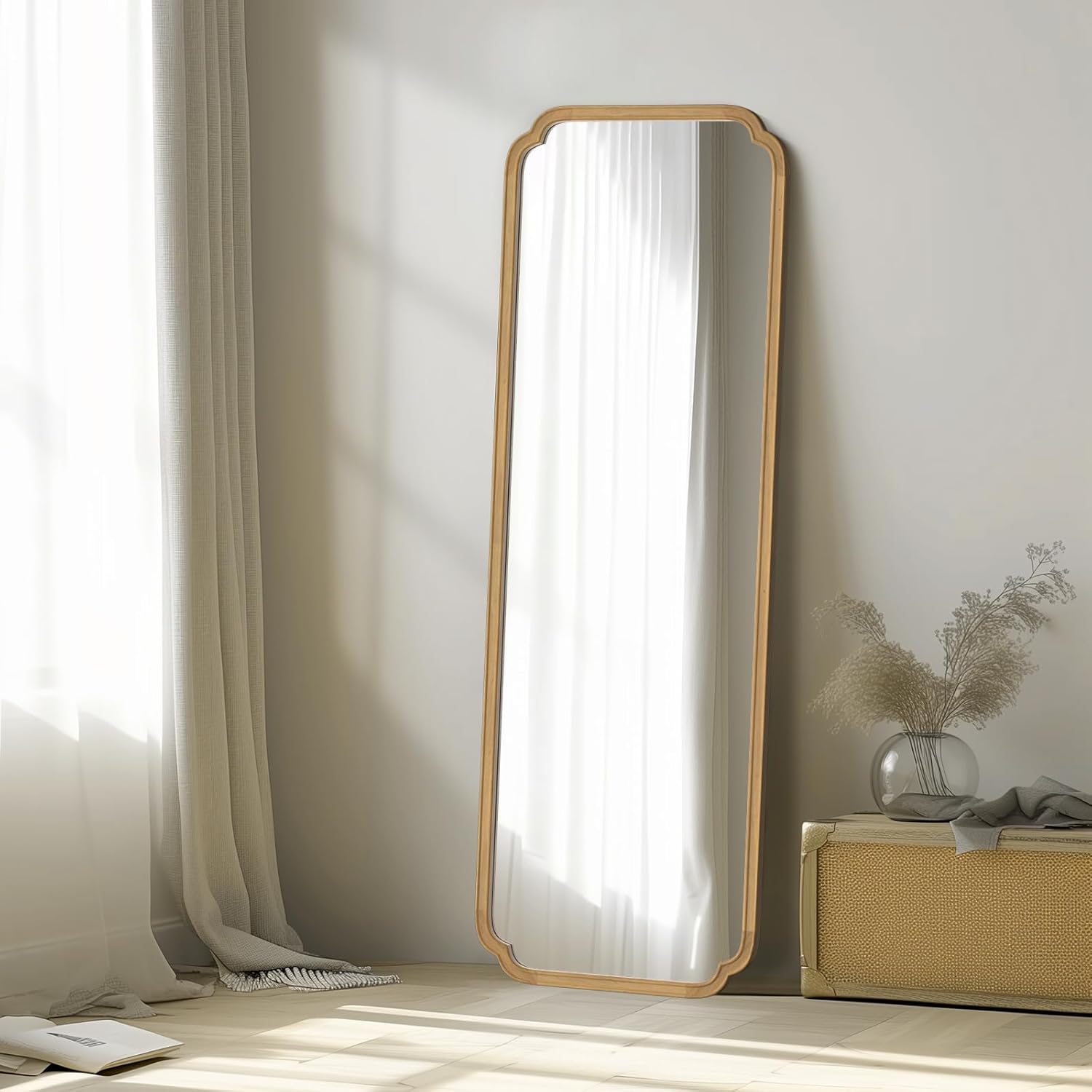 WallBeyond Full Length Mirror with Rustic Wooden Frame Design