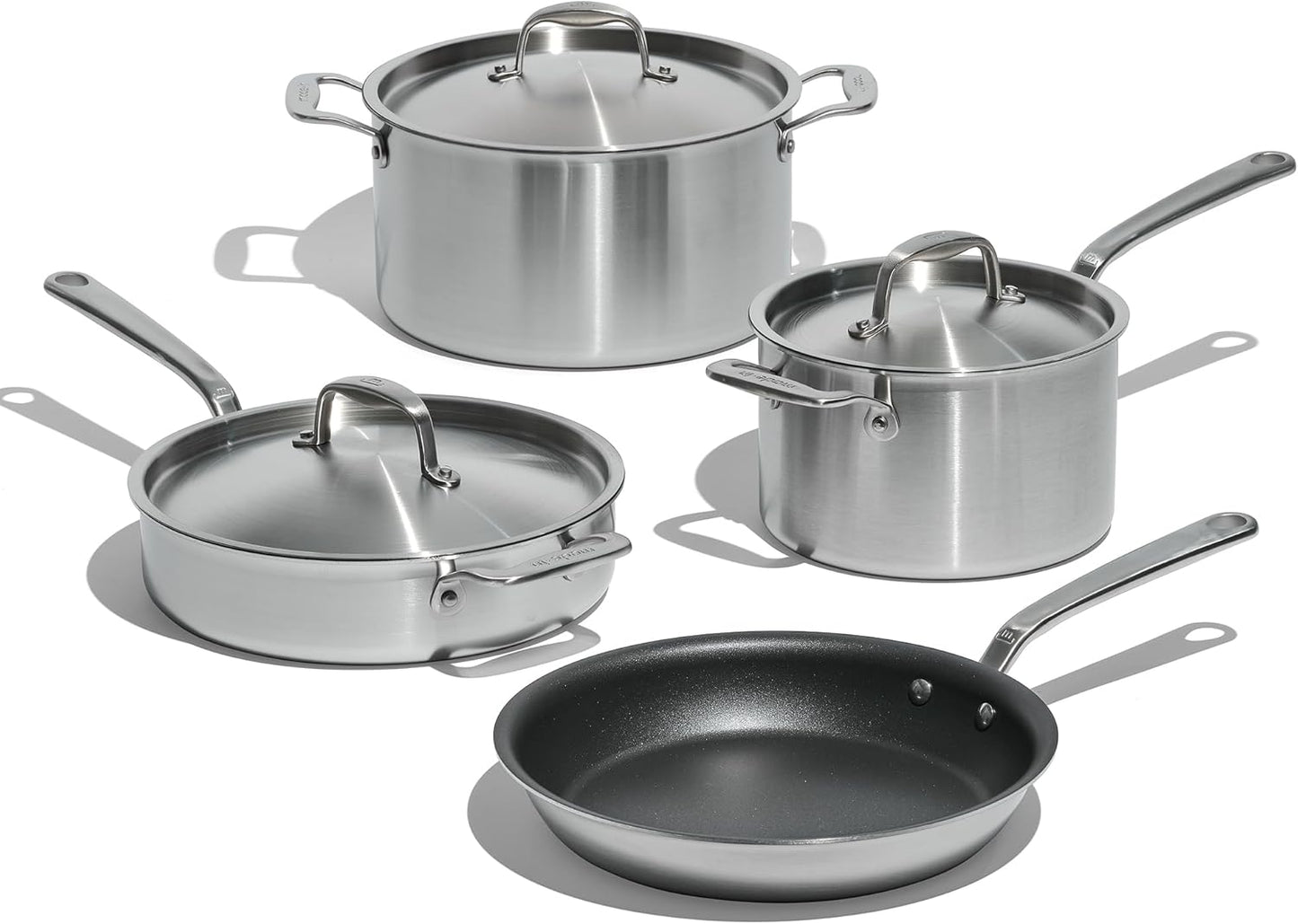 Professional 7-Piece Non Stick Cookware Set - 5 Ply Stainless - Italian Crafted