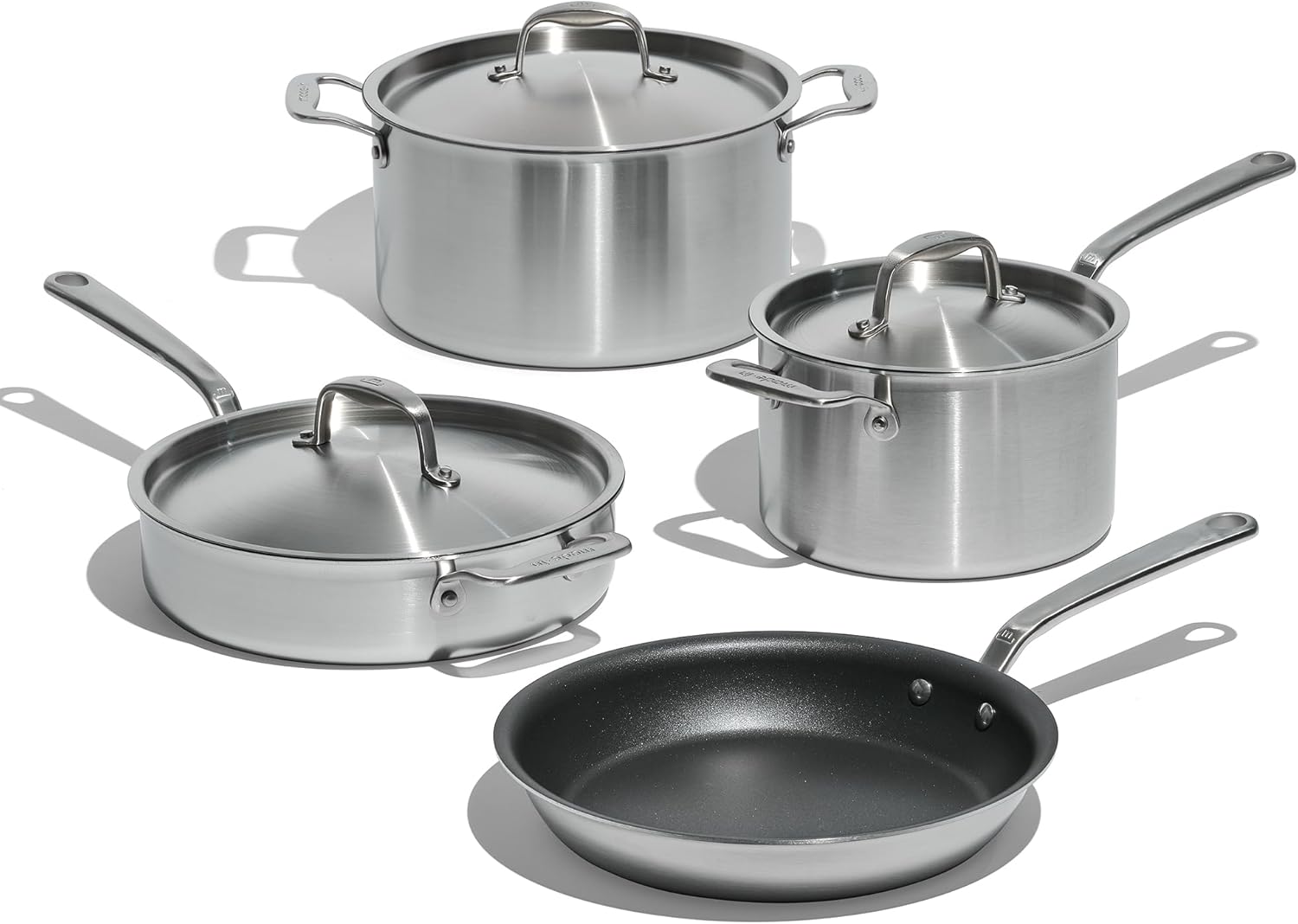Professional 7-Piece Non Stick Cookware Set - 5 Ply Stainless - Italian Crafted