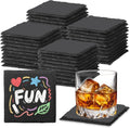 48 PCS Slate Coasters Black Square 4 in Bulk Coaster Set - Durable