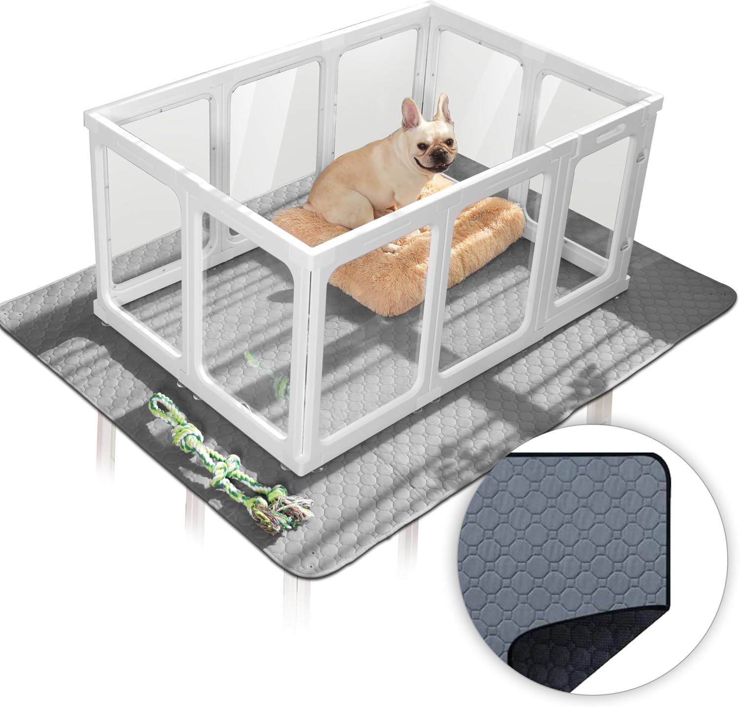 33.5in x 49.5in Clear Acrylic Dog Playpen for Indoor Use