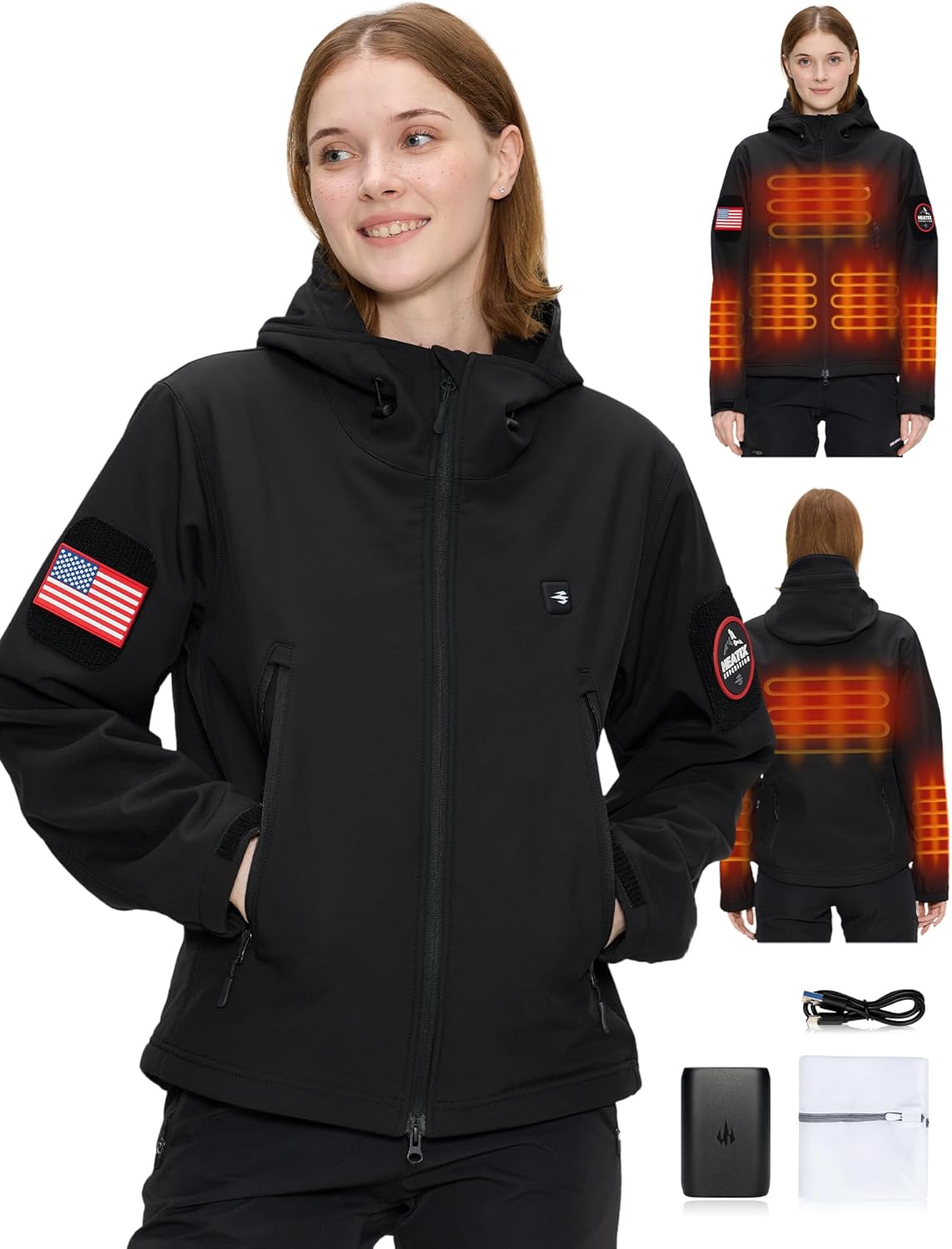 Heated Jacket for Women with 12V Battery Pack - 5 Heat Zones