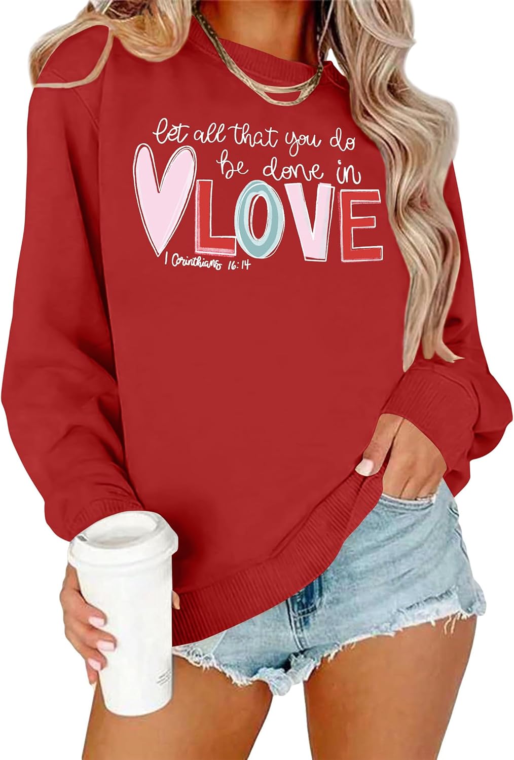 Romantic Love Print Valentine Sweatshirt by Zylkor