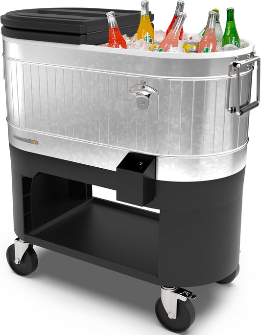 Permasteel Rolling Patio Cooler for Outdoor Gatherings and Events