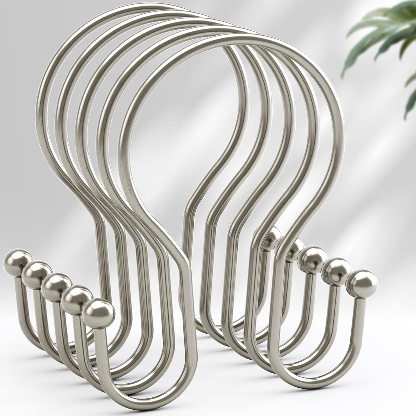 Rust-Proof Double Hooks for Effortless Shower Curtain Glide