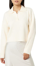 The Drop Women's Marcy Ribbed Polo Top - Comfortable Everyday Polo