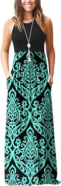 GRECERELLE Women's Sleeveless Racerback Maxi Dress - Casual Floral