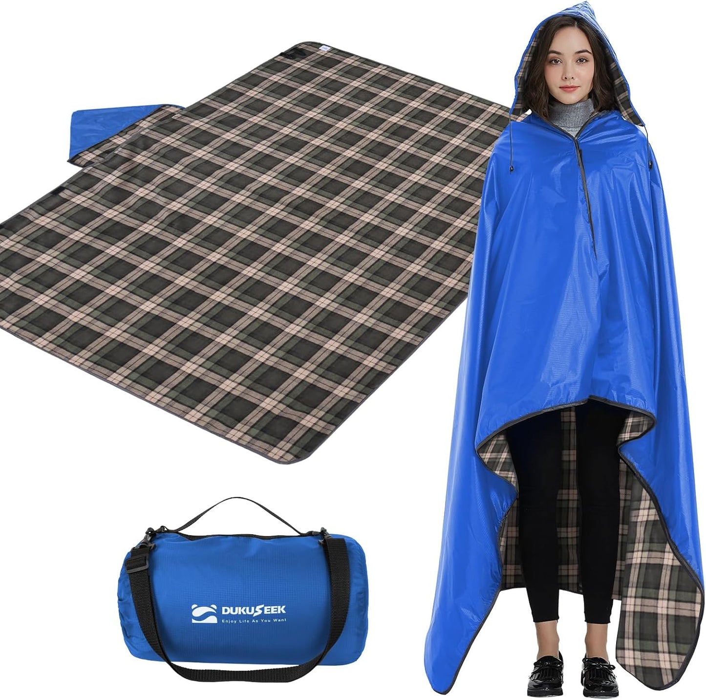 DUKUSEEK Outdoor Stadium Blankets with Hood for All Seasons