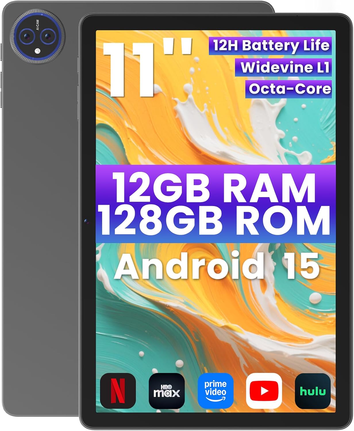 11 inch Android Tablet with 12GB RAM and 128GB Storage for All