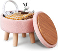 Wimarsbon Storage Ottoman Round Footrest - Soft Teddy Velvet Seat