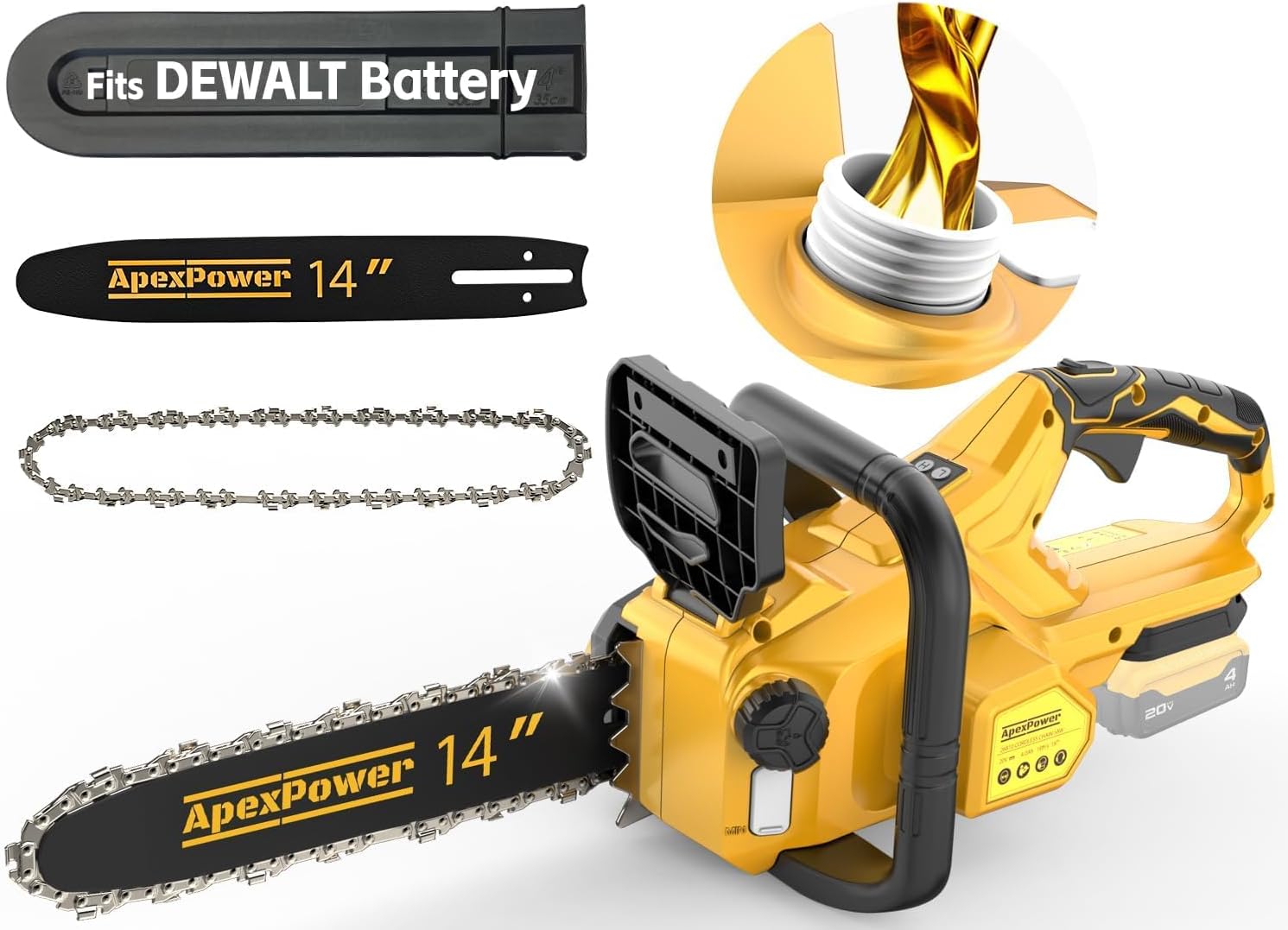 14 Inch Brushless Electric Chainsaw for DeWalt 20V Battery Use