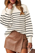 WEACZZY Women's 2025 Fall Mock Neck Lantern Sleeve Sweater Pullover