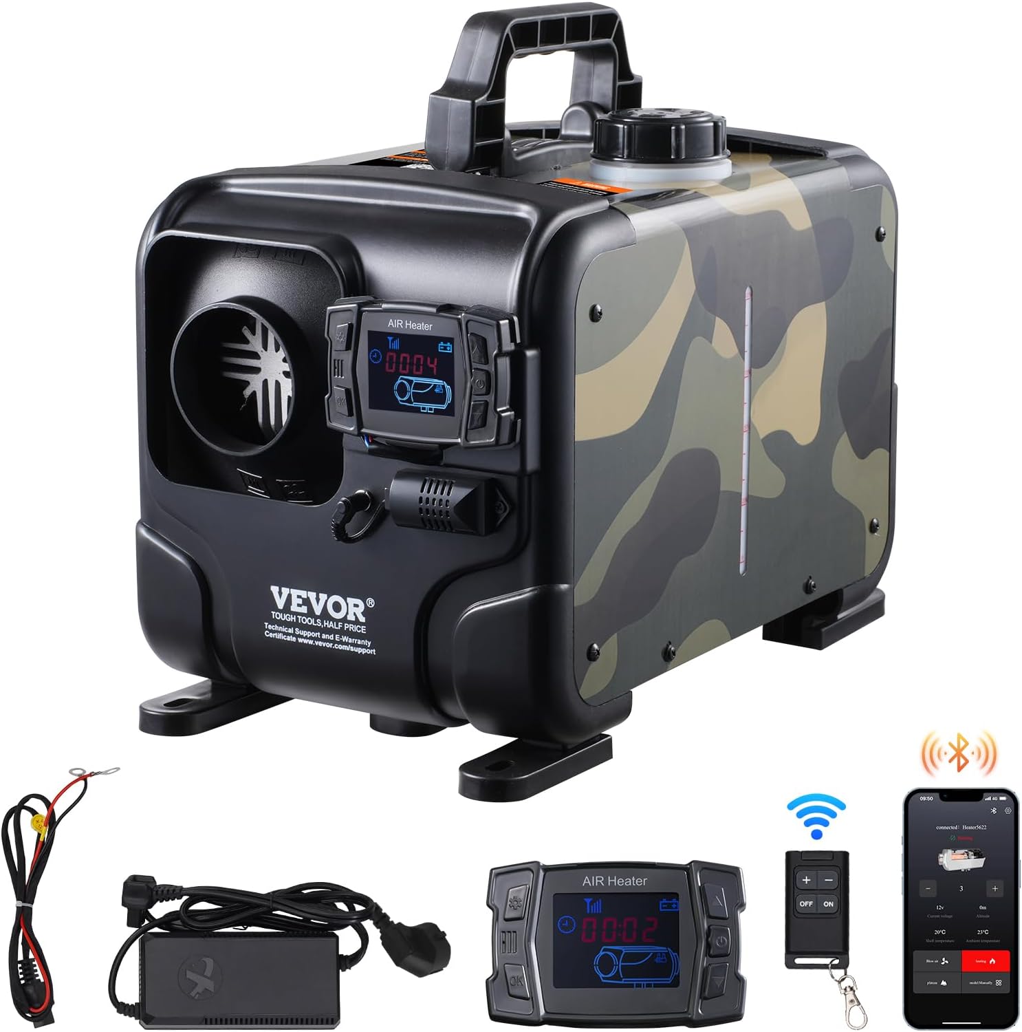 Fast Heating 8KW Diesel Heater: Bluetooth, Remote Control, CO Alarm