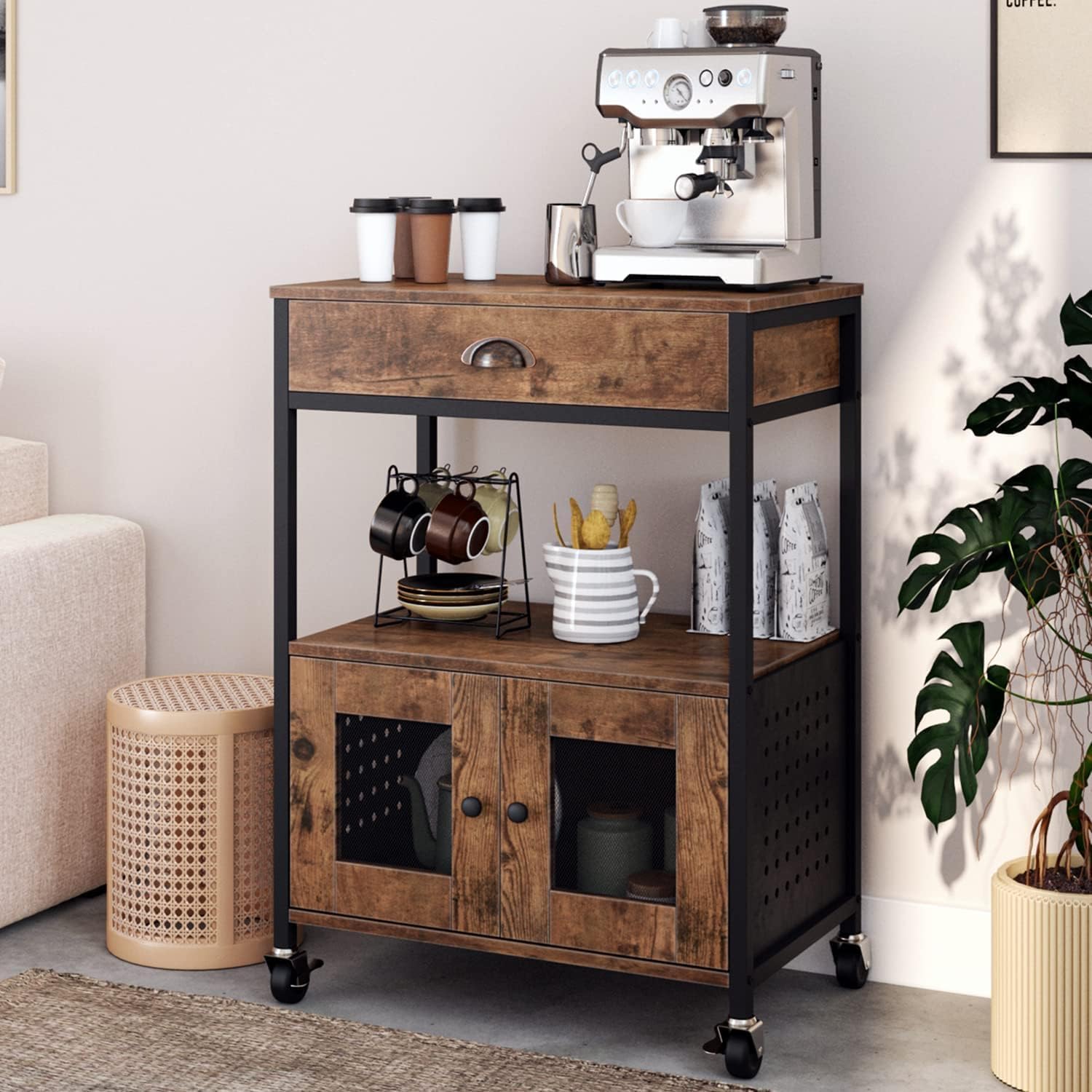 Mobile Farmhouse Coffee Cart for Every Room