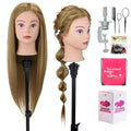 28in Mannequin Head 80% Real Hair for Cosmetology Practice - Durable
