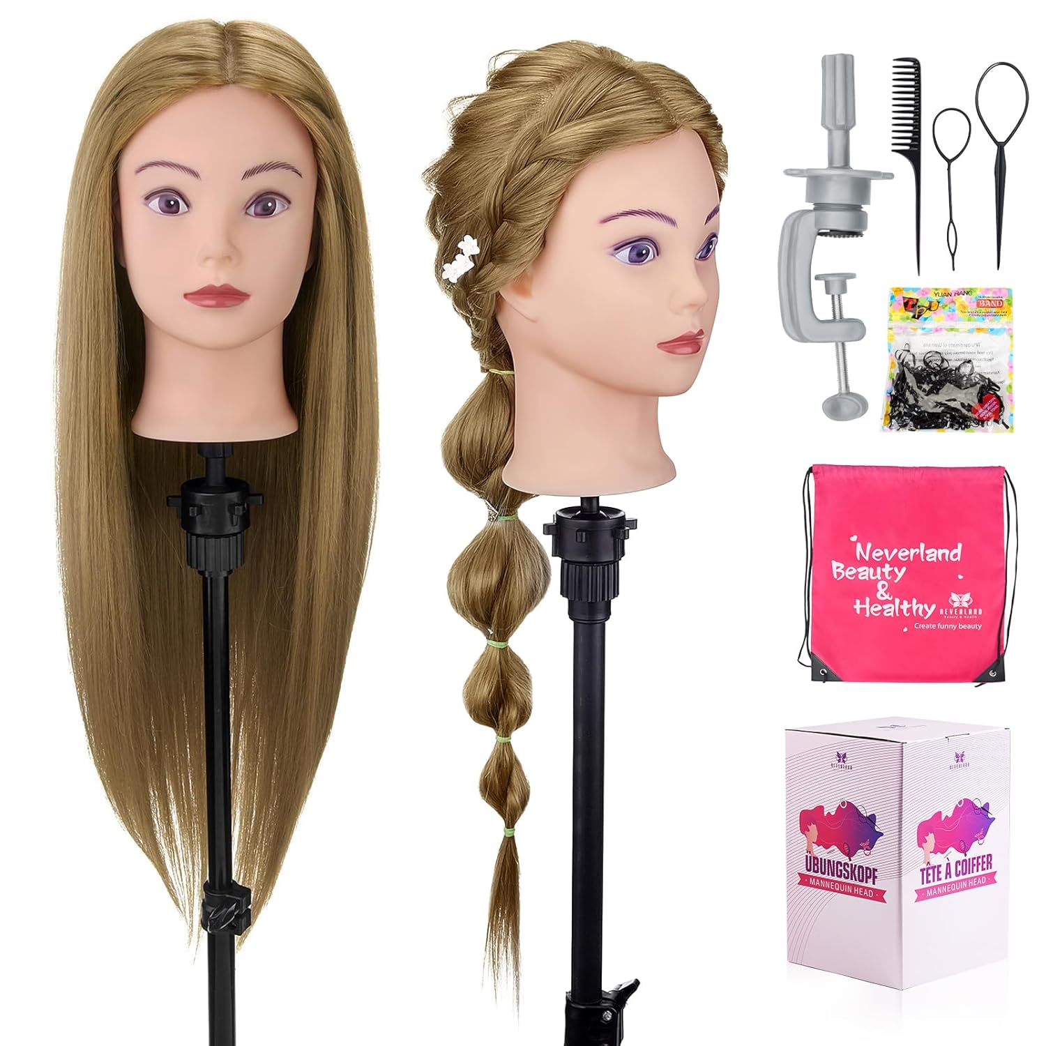 28in Mannequin Head with 80% Real Hair for Hair Styling Practice