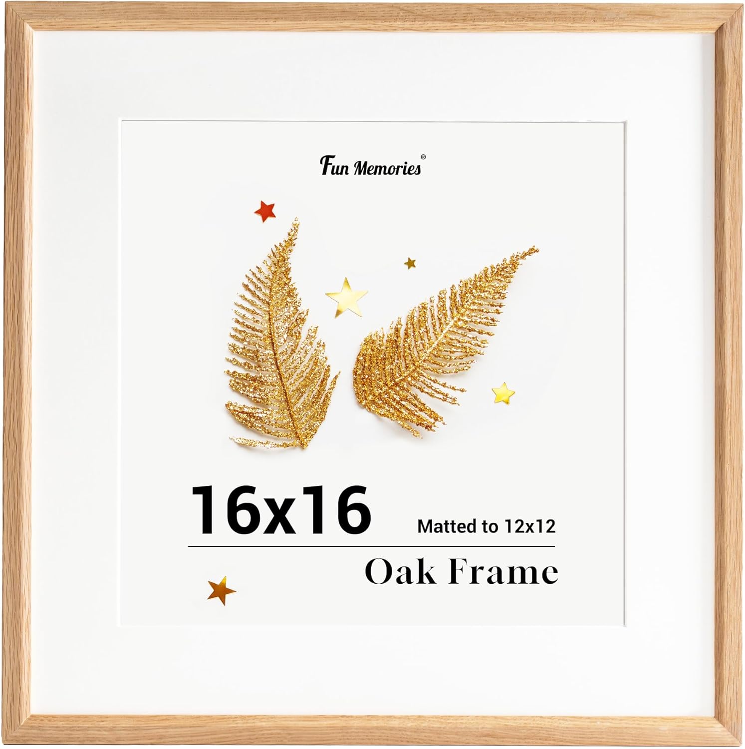16x16 Oak Picture Frame for 12x12 Photos - Stylish Decor