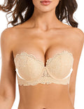Push Up Strapless Bra for Women with Clear Straps - Multiway Lace