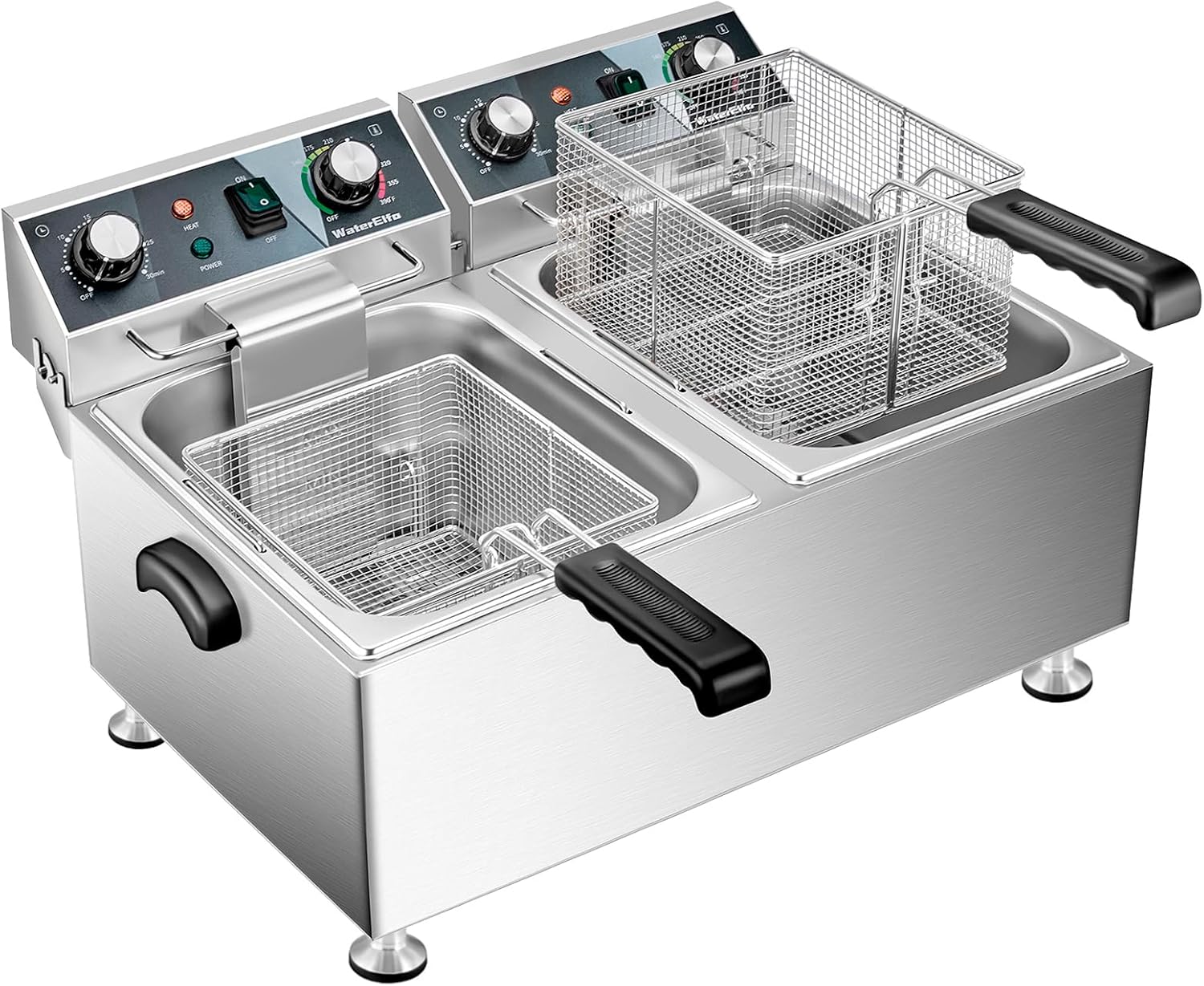 Double Basket Deep Fryer - Precise Control, 13Lx2 Capacity
