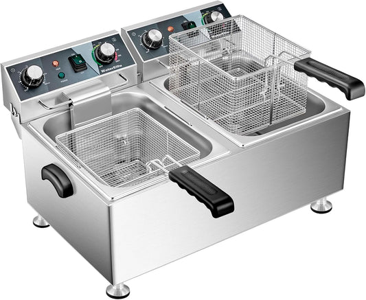 Double Basket Deep Fryer - Precise Control, 13Lx2 Capacity