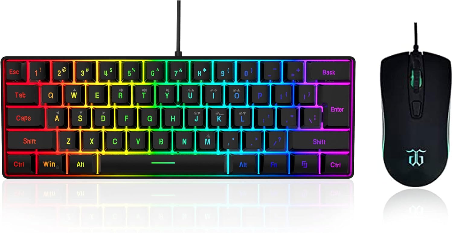 Ultra-Compact 61-Key RGB Gaming Combo Set