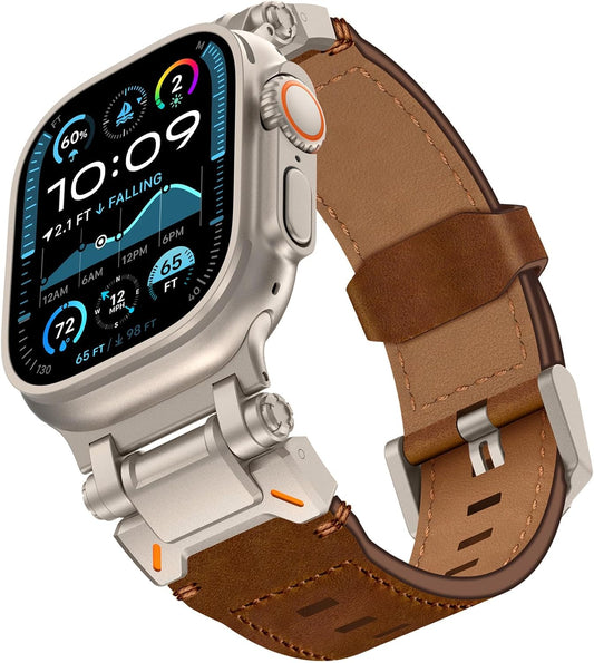 Titanium Connector Leather Band for Apple Watch