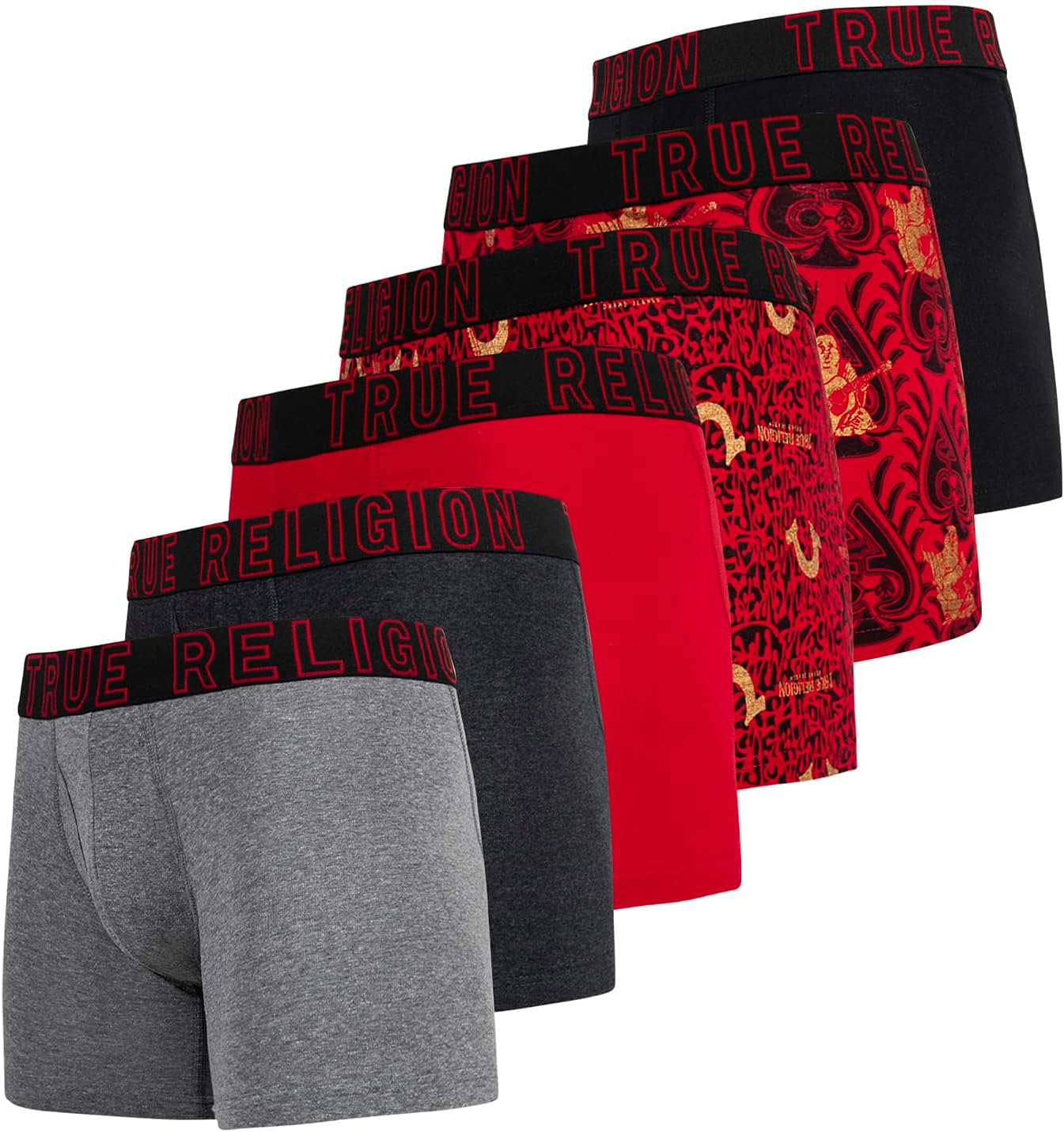 True Religion Mens Boxer Briefs Cotton Stretch Underwear Pack of 6