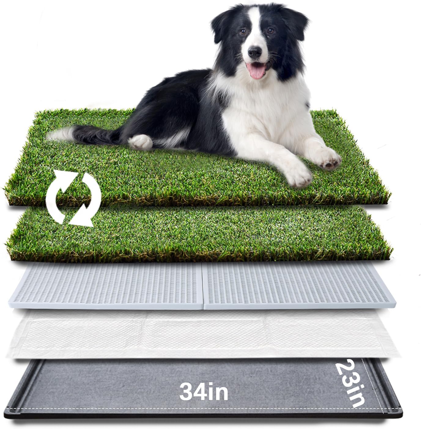 HQ4us Dog Grass Pad with Tray for Large Dogs - Less Stink