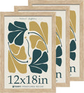 12x18 Oak Wood Frame with HD Glass - 3pk Natural Wood Gallery