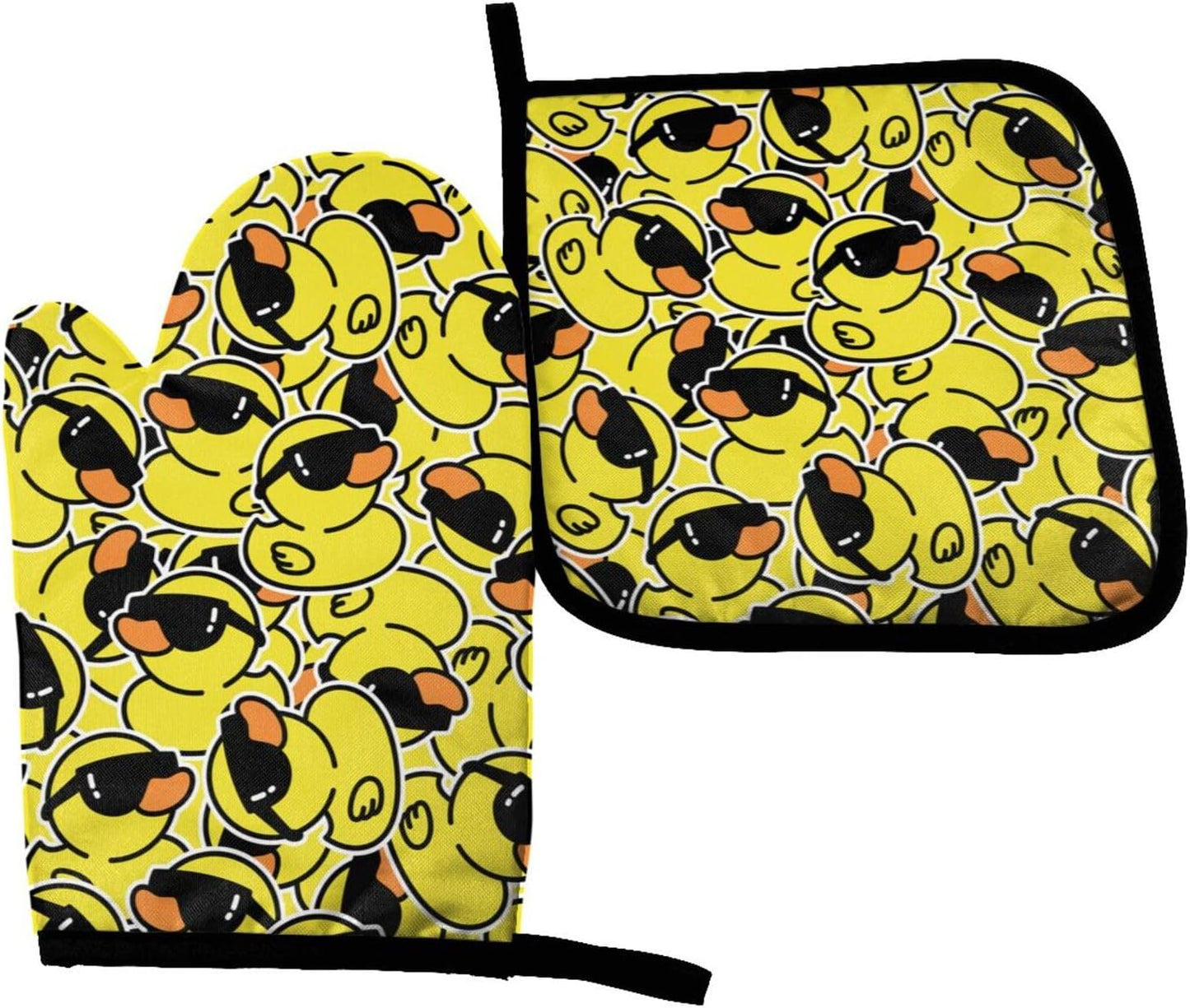 Funny Rubber Duck Oven Mitts Set