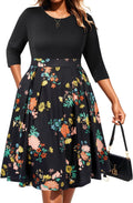 Pinup Fashion Plus Size Work Dress - Fit and Flare Midi with Pockets