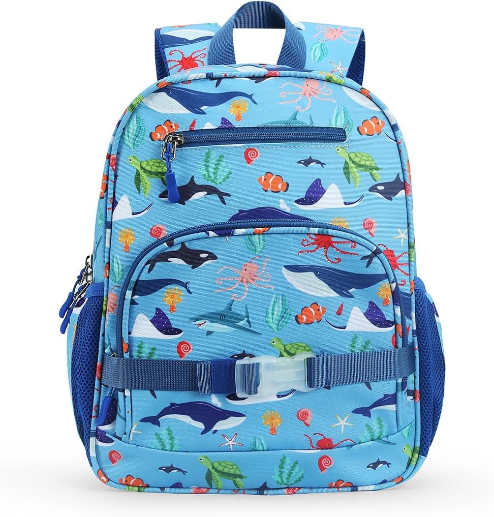 Lightweight Cute Kids Backpack - Blue Sea Fish Design