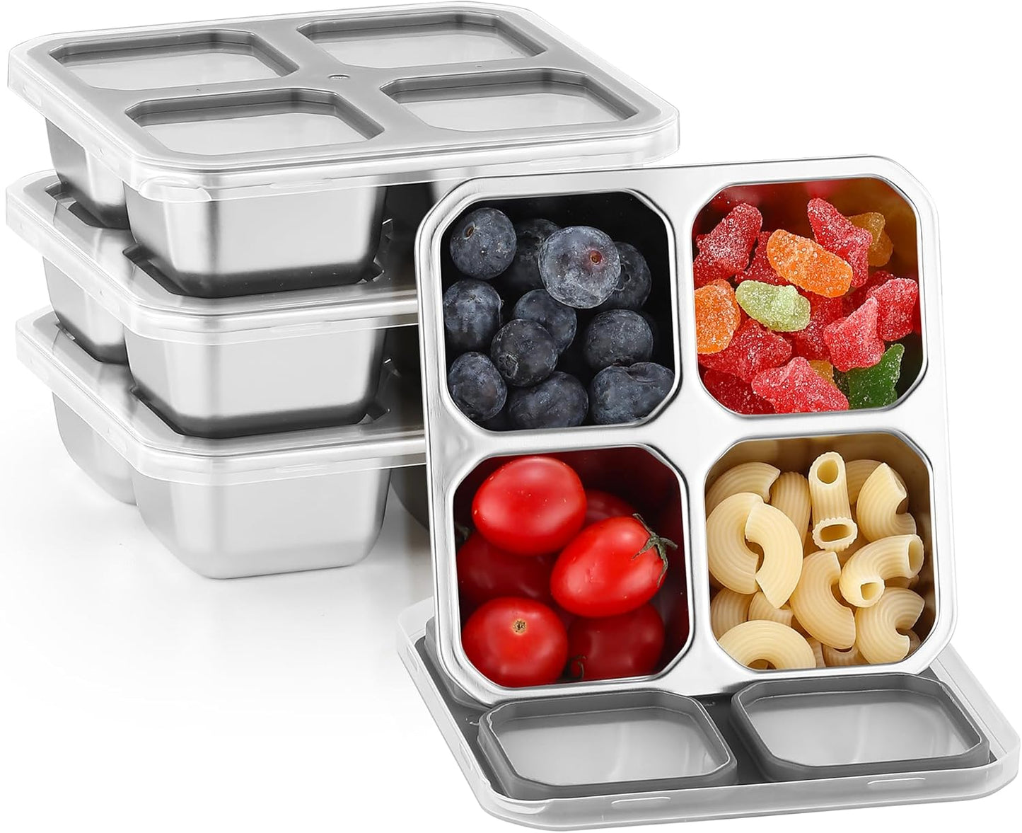 4 Pack Stainless Steel Snack Containers for Meal Prep and Lunch