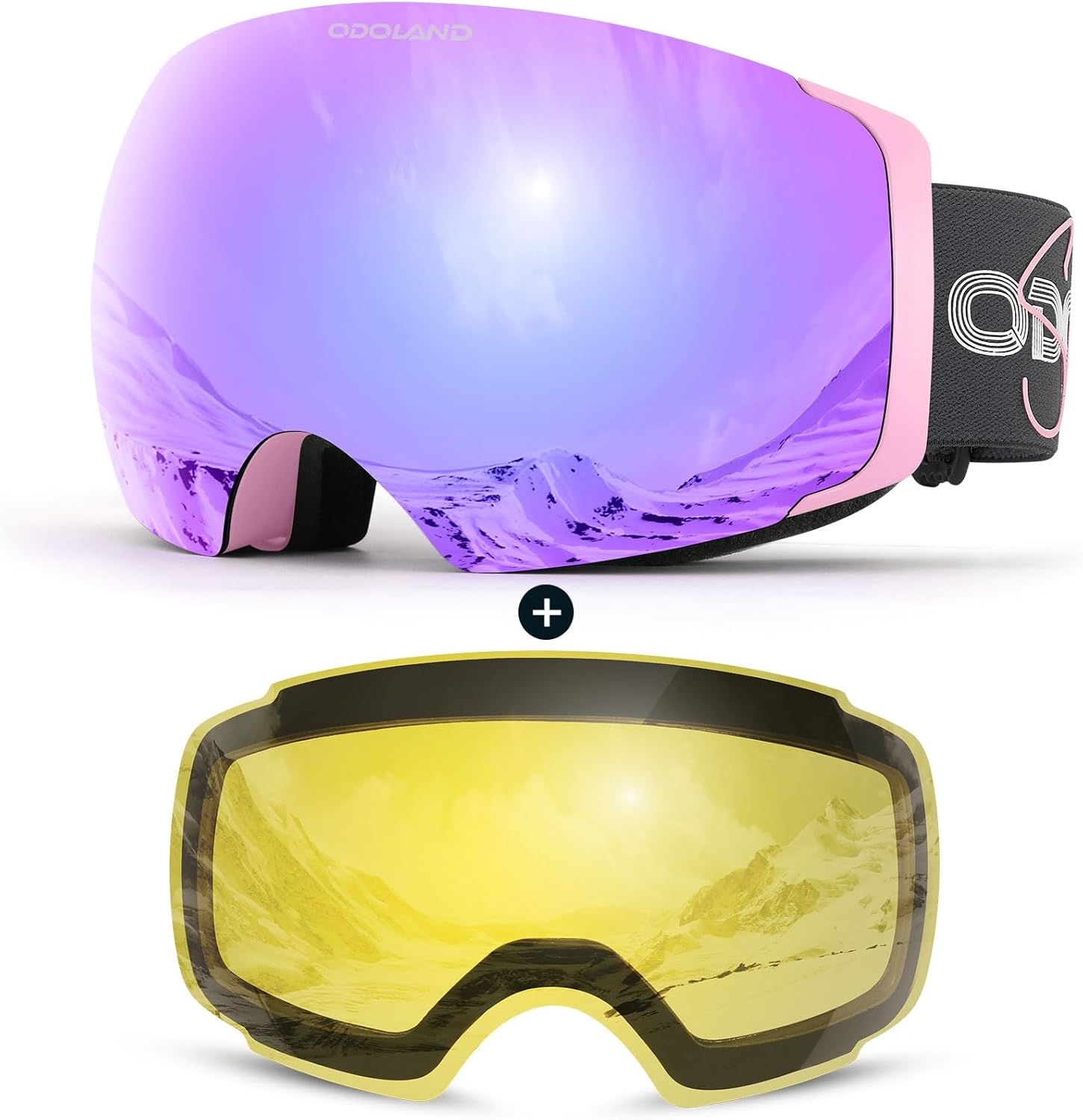 Odoland Magnetic Ski Goggles: 2 Lens Options for Clear Vision