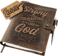 Refillable Leather Journal Joshua 1:9 - Handcrafted Lined A5 Notebook