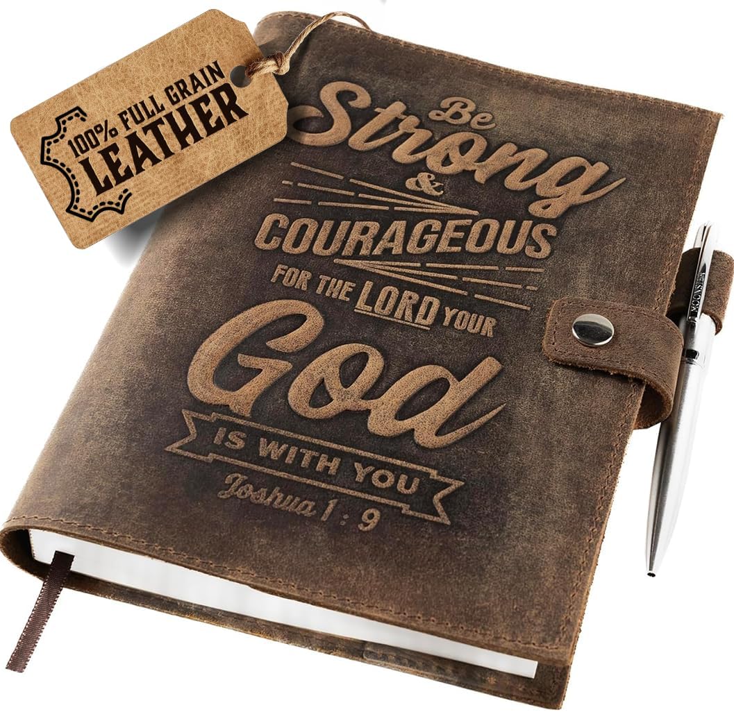 Moonster Bible Verse Leather Journal: Refillable & Embossed