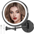 Wall Mounted Lighted Makeup Mirror 8in Double-Sided 1x/10x - Natural