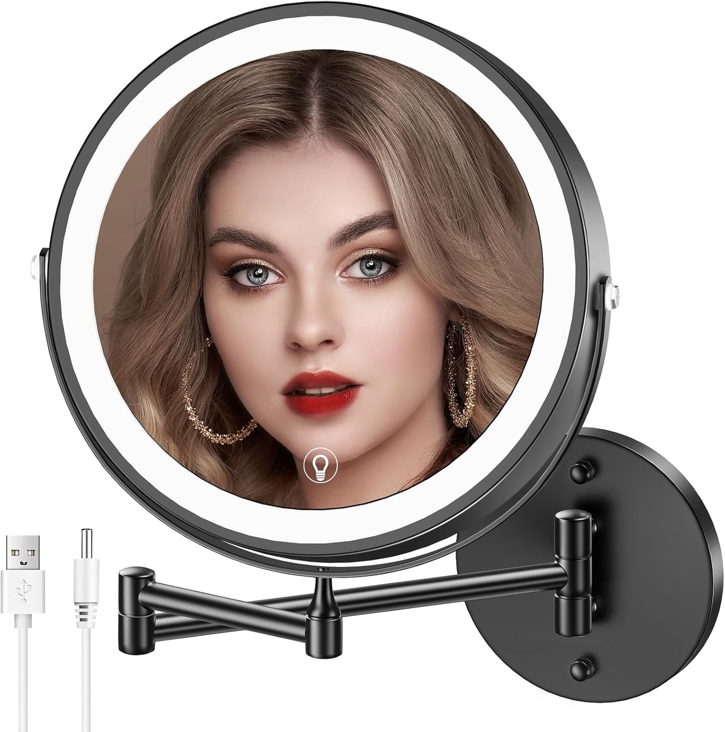 Wall Mounted Lighted Makeup Mirror with 3 Color LED Lights