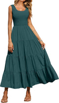 PRETTYGARDEN Women's Smocked Tank Tiered Maxi Dress - Flowy Summer