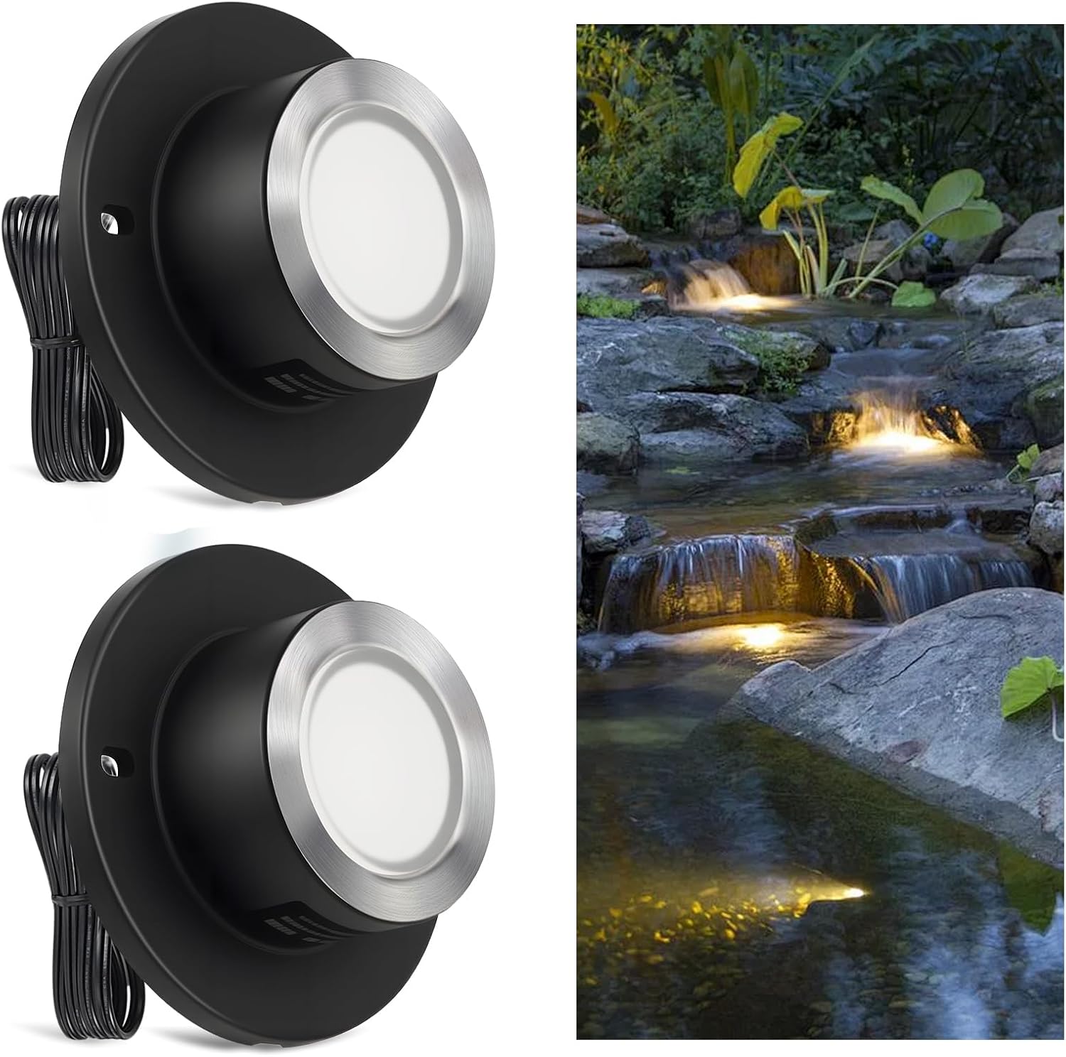 3W LED Pond Lights for Outdoor Ponds and Fountains, 2 Pack