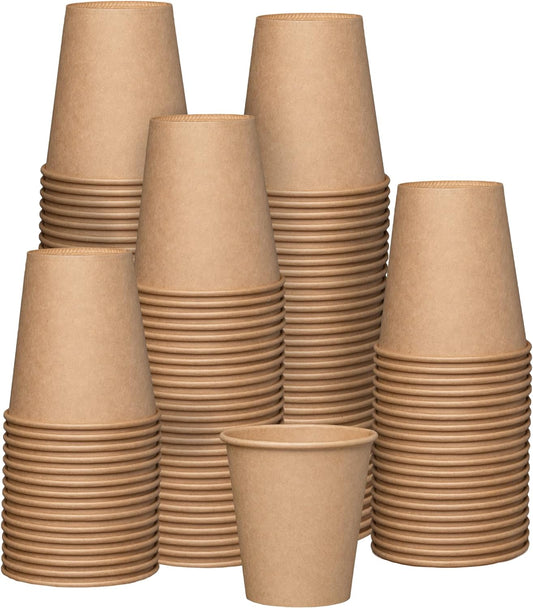 100 Eco-Friendly Kraft Coffee Cups - Comfy & Convenient