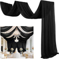 Wedding Ceiling Drapes Black Sheer Voile 5FT x 30FT Panels - Elegant