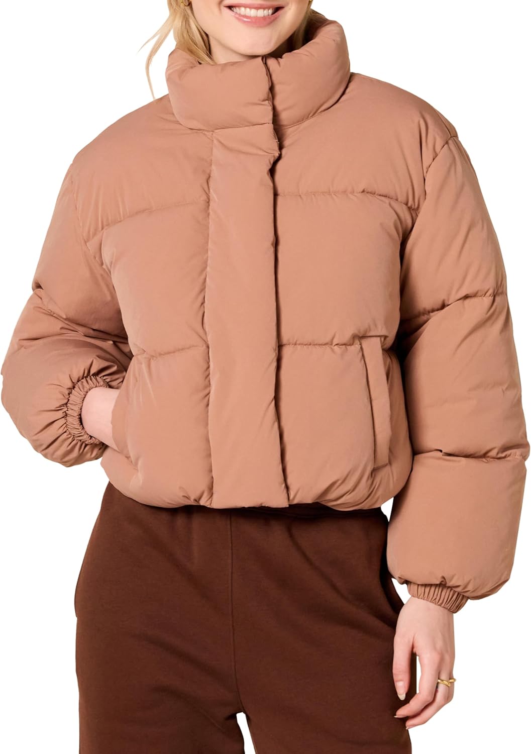Cropped Full-Zip Puffer Jacket for Women - Stylish Winter Wear