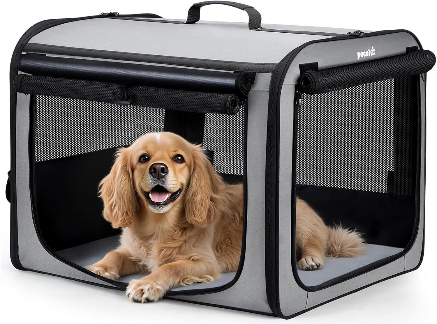 Large Dog Car Carrier for Travel, Portable and Lightweight Crate