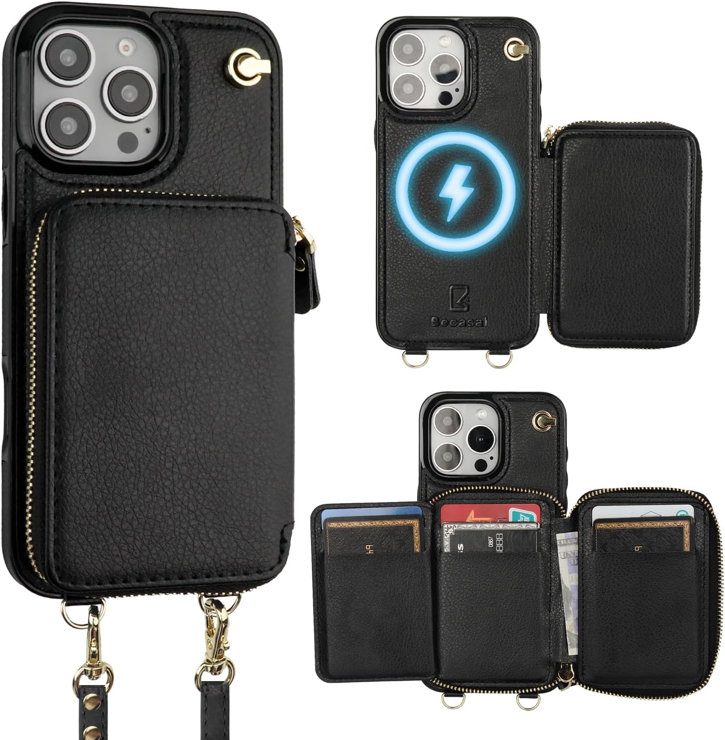 Bocasal MagSafe Crossbody Wallet Case for iPhone 16 Pro Max