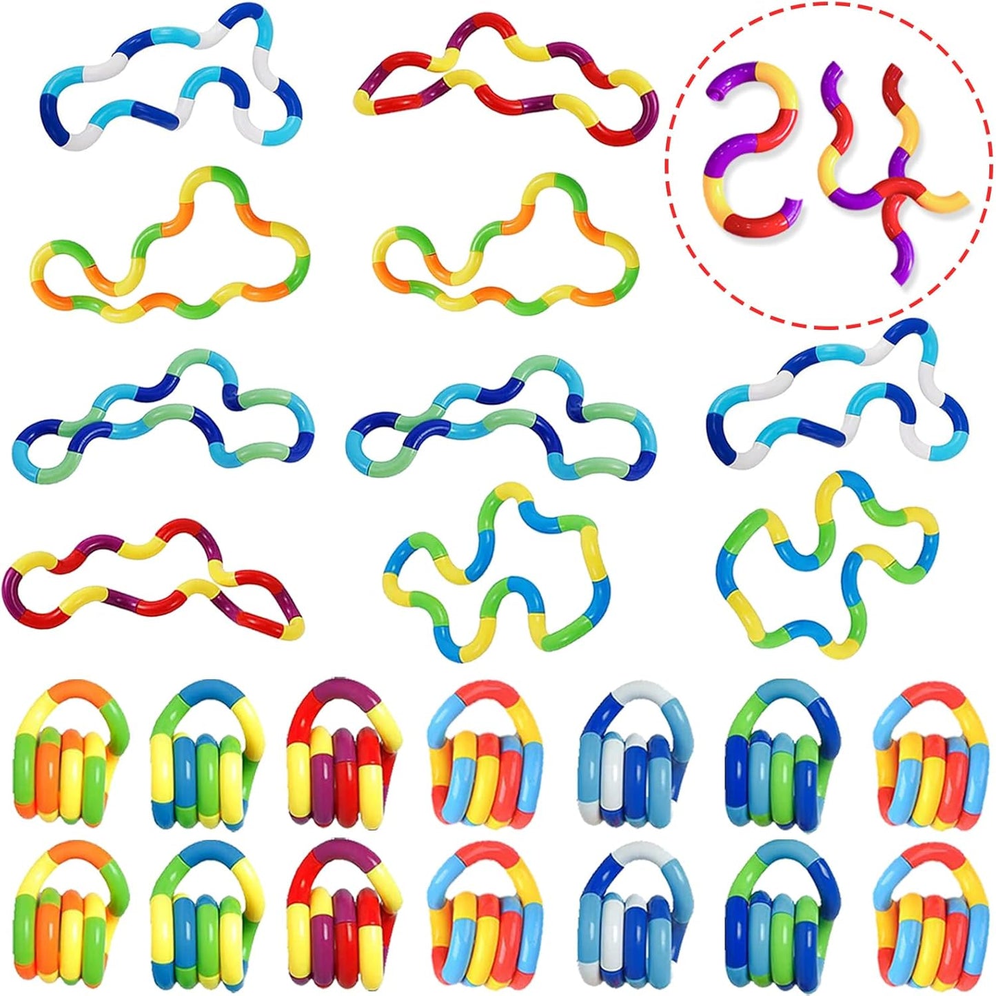 24Pcs Multicolor Twisty Fidget Toys for Relaxation