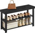 SONGMICS Shoe Rack Bench 3-Tier Bamboo Shoe Storage - Sturdy Entryway