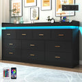 10 Drawer Dresser with LED Light and Charging Station - Modern Storage