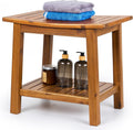 Teak Shower Bench 20 in Solid Wood Shower Stool - Waterproof Seat