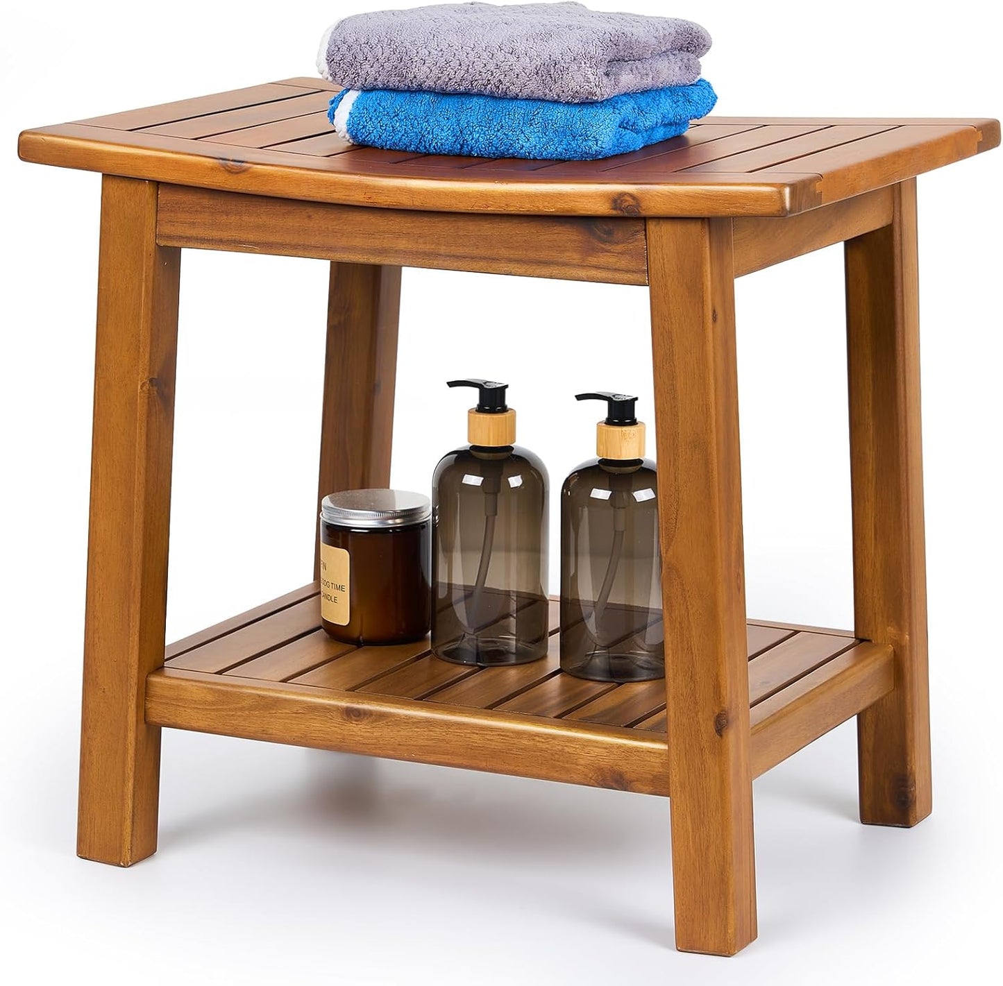 Teak Shower Bench for Bathroom, Indoor & Outdoor Use